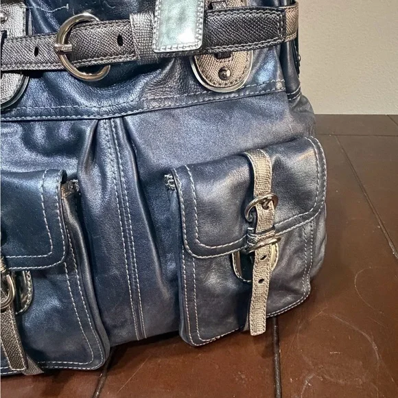 Coach Limited Edition XL North South Tote Metallic Blue - Picture 12 of 16